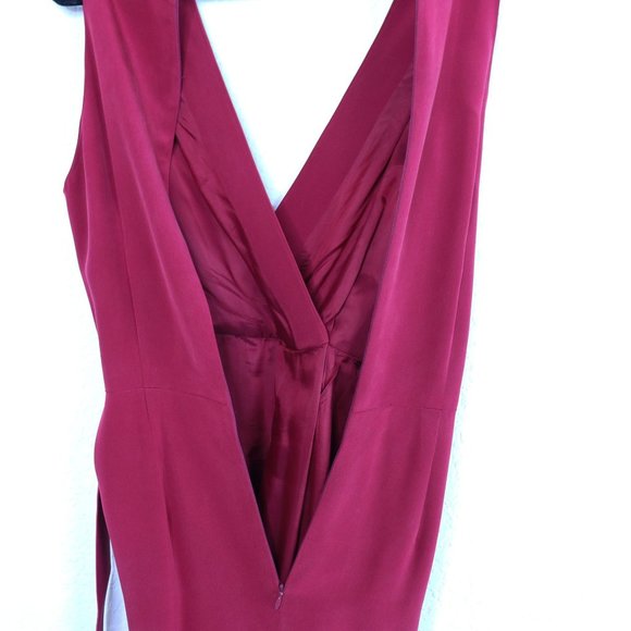 JONES NEW YORK Silk Dress Grecian V-Neck Wrap Bodice, Knee Length : Neon Red Sz - Picture 16 of 16